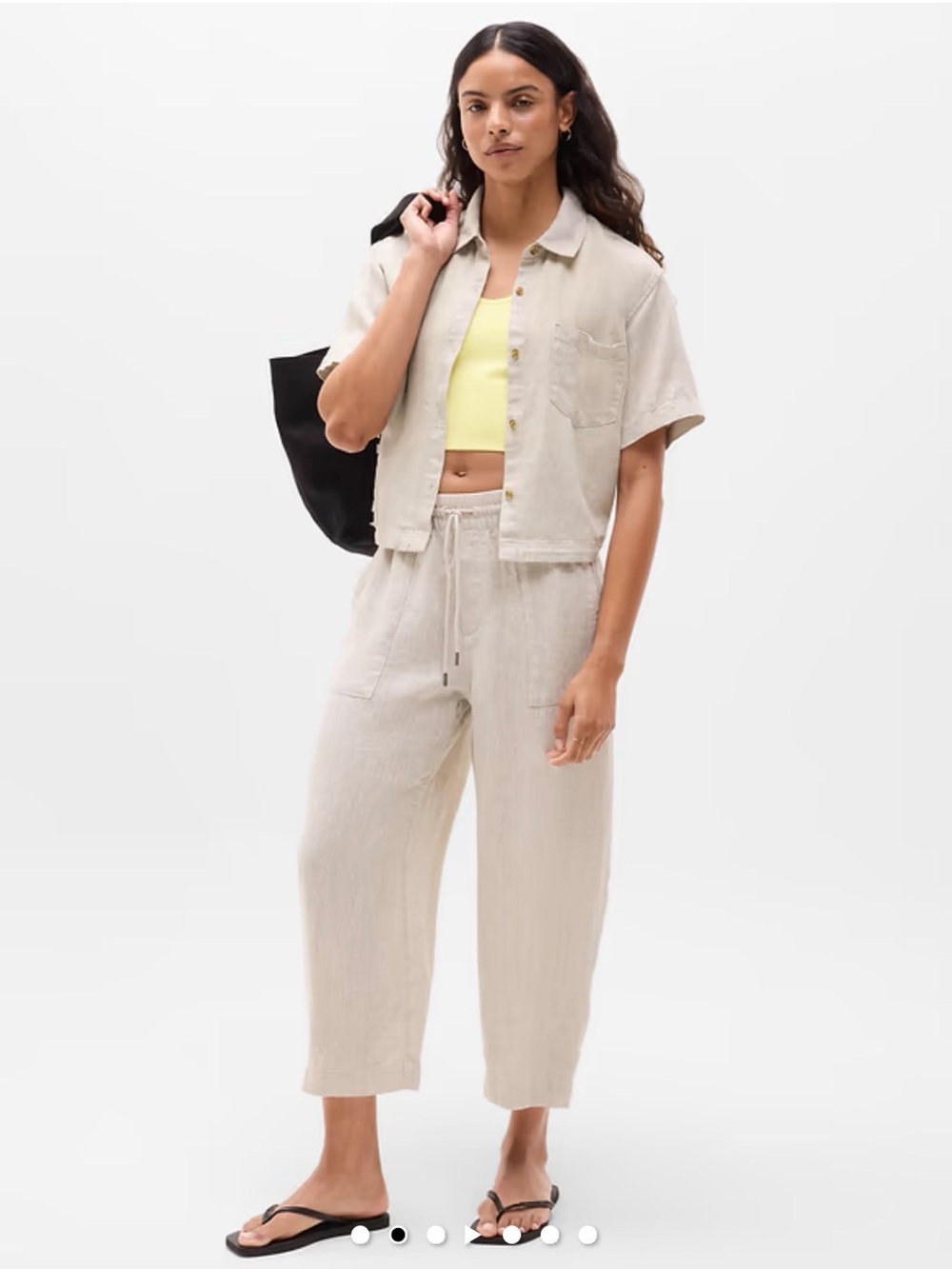 Athleta Retreat Linen Easy Barrel Crop Pant